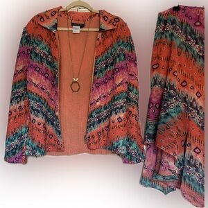 Beautiful & Vibrant! City Girl Nancy Bolen Jacket & Skirt Set!